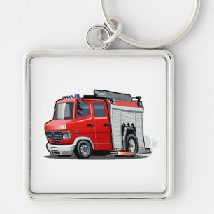 Cartoon-Feuerwehrfahrzeug Schlüsselanhänger