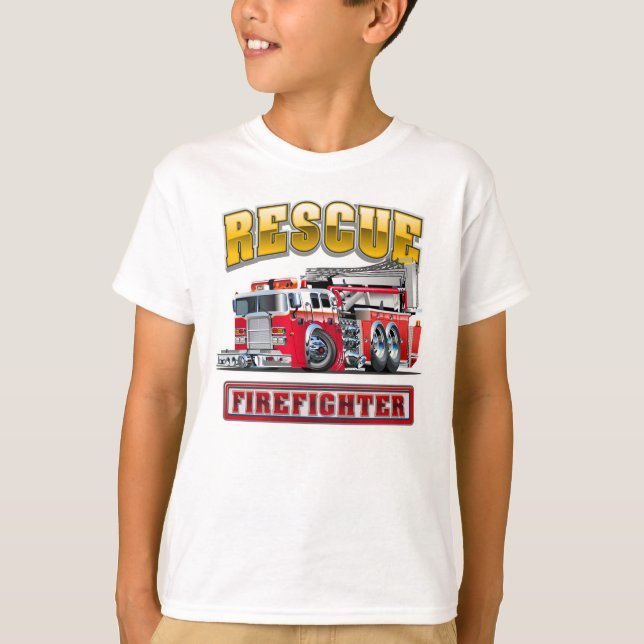 Cartoon-Feuerwehrfahrzeug T-Shirt (Vorderseite)