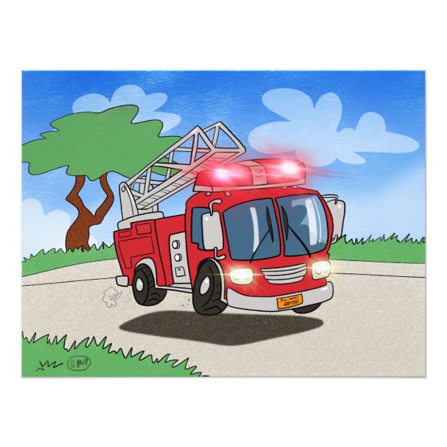 Cartoon Fire Motor Fotodruck (Vorne)