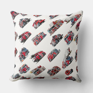 Cartoon Fire Trucks nahtlose Mustergewebe Kissen