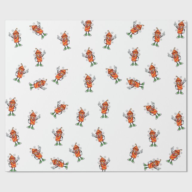 Cartoon firecracker character with glasses geschenkpapier (Flach)