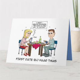 Cartoon; First date bij haar thuis. Karte