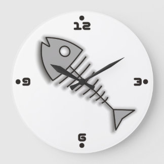 Cartoon Fische Knochen Funny Wall Clock mit Zahlen Große Wanduhr