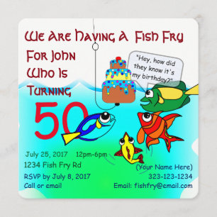 Cartoon Fish Fry Invitation Anniversaire