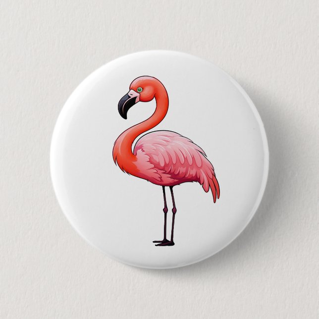Cartoon-Flamingo-Abbildung Button (Vorderseite)