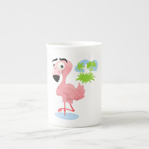 Cartoon Flamingo Bone China Tasse