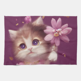 Cartoon flauschiges Babykitt mit großen Augen Geschirrtuch