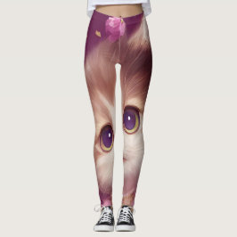 Cartoon flauschiges Babykitt mit großen Augen Leggings