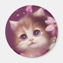 Cartoon flauschiges Babykitt mit großen Augen Magnet