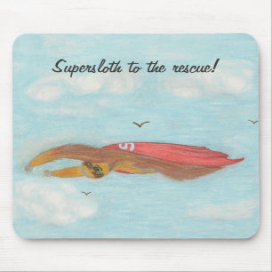 Cartoon fliegt Supersloth.  Mousepad. Mousepad