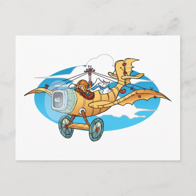 Cartoon Flivver Postkarte (Vorderseite)