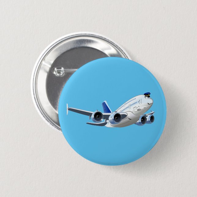 Cartoon Flugzeug Button (Vorne & Hinten)