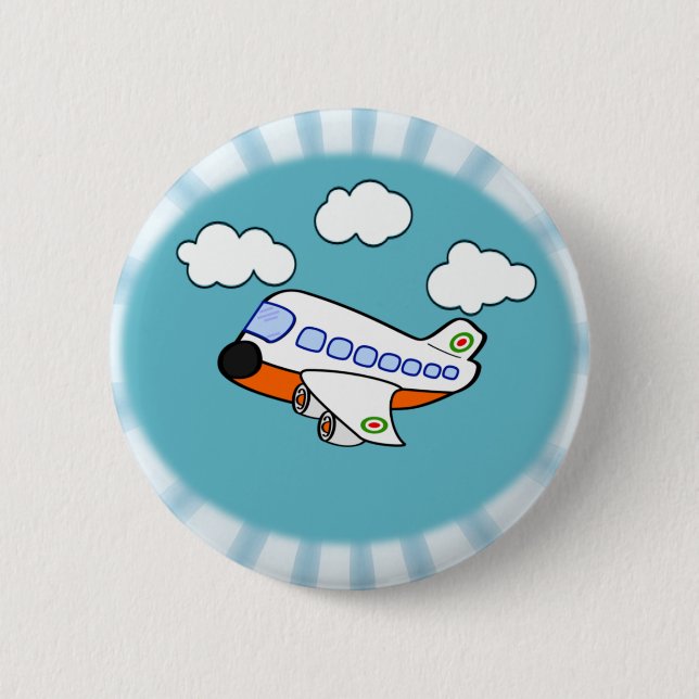 Cartoon-Flugzeug Button (Vorderseite)