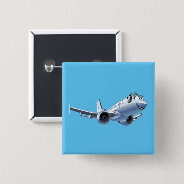 Cartoon Flugzeug Button (Vorne & Hinten)