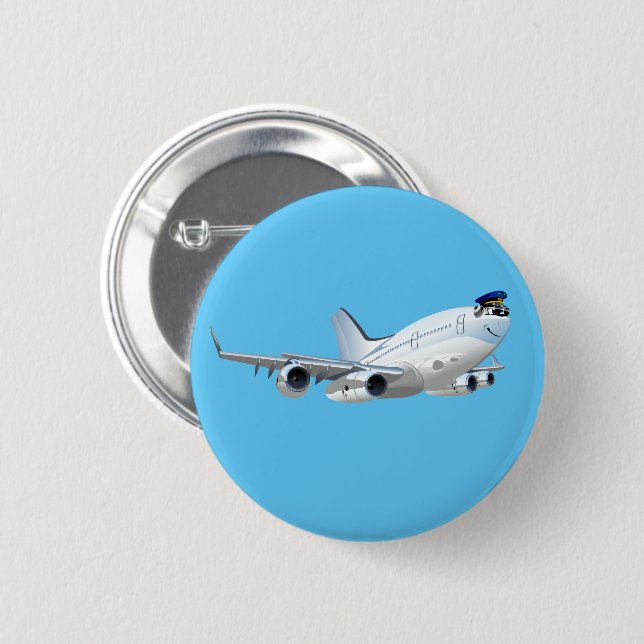 Cartoon Flugzeug Button (Vorne & Hinten)