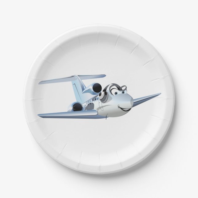 Cartoon Flugzeug Pappteller (Vorderseite)