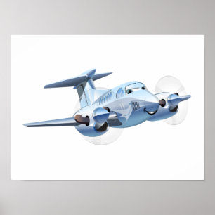 Cartoon Flugzeug Poster