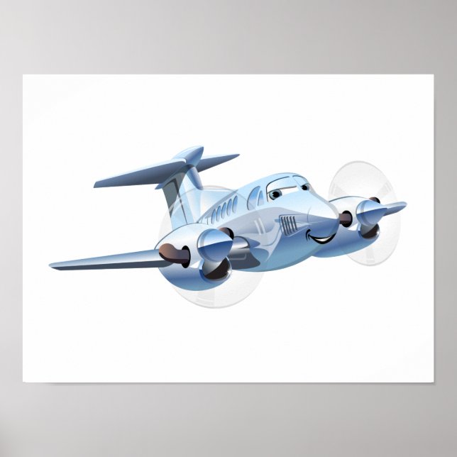 Cartoon Flugzeug Poster (Vorne)
