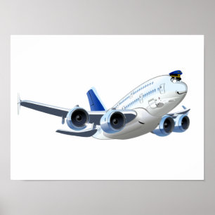 Cartoon Flugzeug Poster