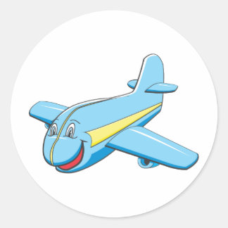 Cartoon Flugzeug Runder Aufkleber