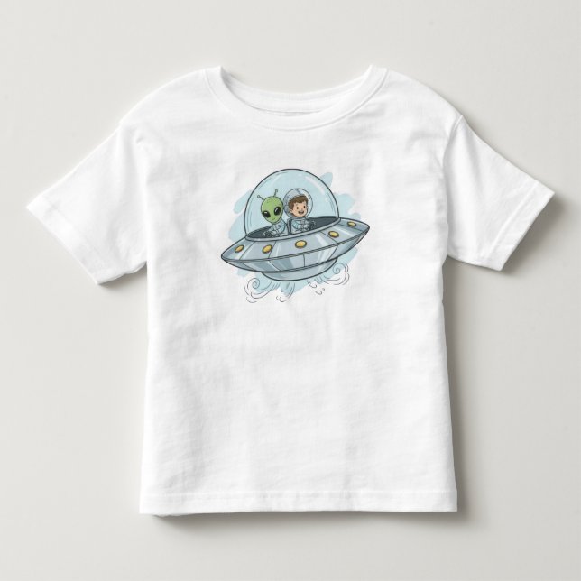 Cartoon Flying Alien Kleinkind T-shirt (Vorderseite)