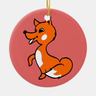 Cartoon Fox Keramik Ornament