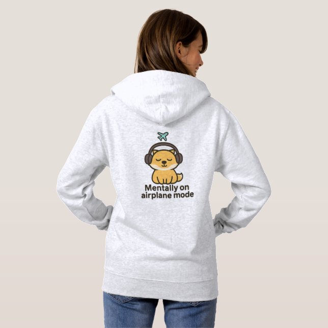 Cartoon Fox Sticker | Mental im Flugzeugmodus Hoodie (Schwarz voll)