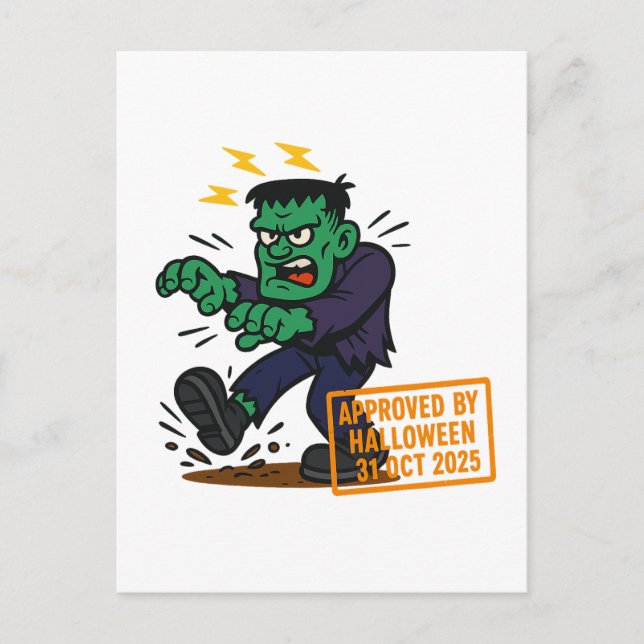 Cartoon Frankenstein - Von Halloween genehmigt Postkarte (Vorderseite)