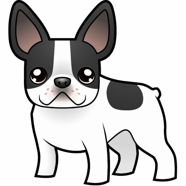 Cartoon-französische Bulldogge Fotoskulptur Magnet (Vorne)