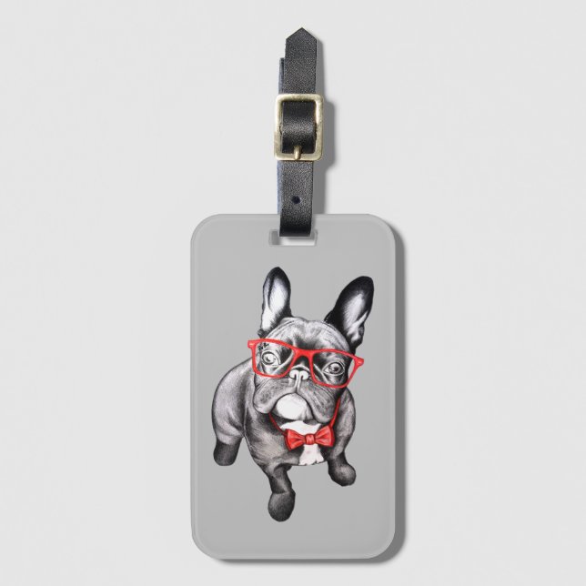 Cartoon French Bulldog Gepäckanhänger (Vorderseite Vertikal)