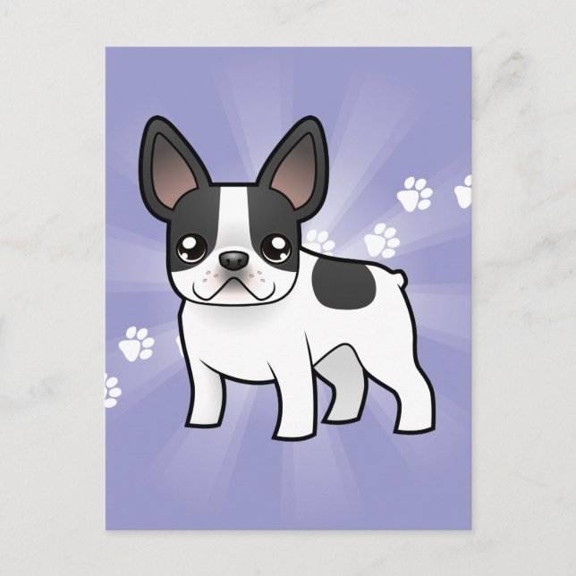 Cartoon French Bulldog Postkarte (Vorderseite)