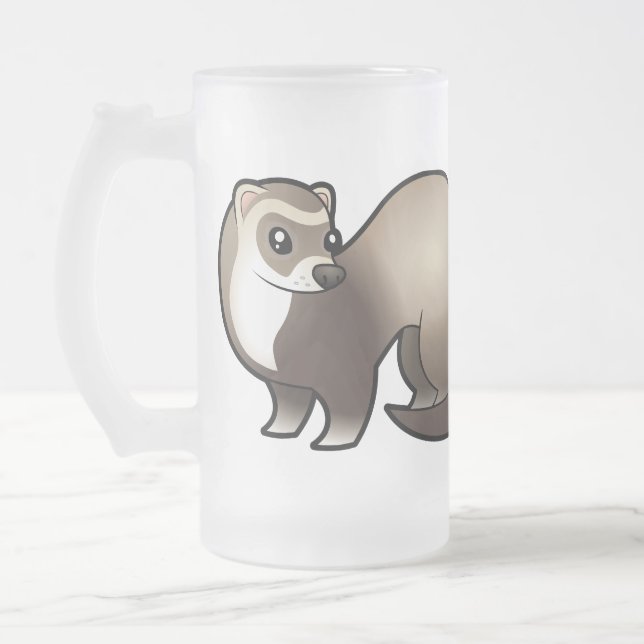 Cartoon-Frettchen Mattglas Bierglas (Links)