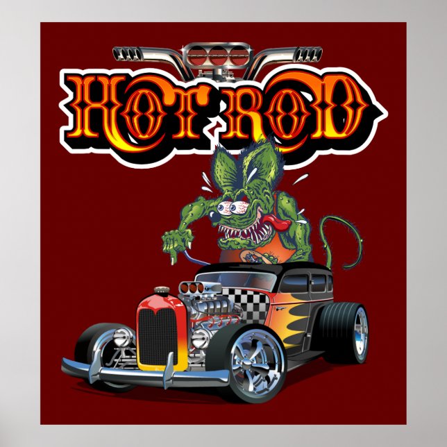 Cartoon frisierte Auto Poster (Vorne)