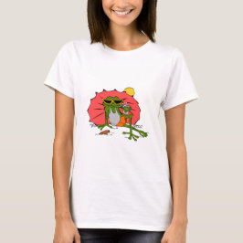 Cartoon Frog Sonnenbaden mit einem Getränk T-Shirt