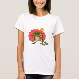 Cartoon Frog Sonnenbaden mit einem Getränk T-Shirt