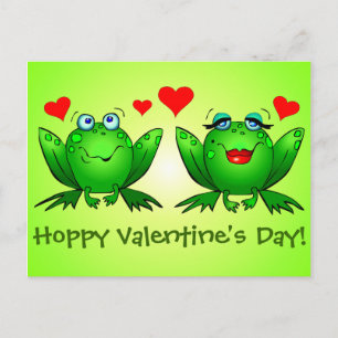 Cartoon Frogs Liebe Hoppy Valentinstag Grün Feiertagspostkarte