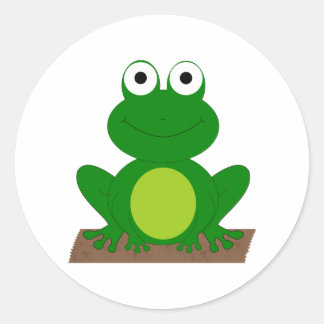 Cartoon Frosch auf einem Stein Runder Aufkleber