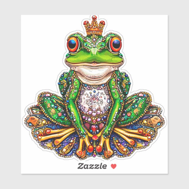 Cartoon Frosch Aufkleber (Blatt)