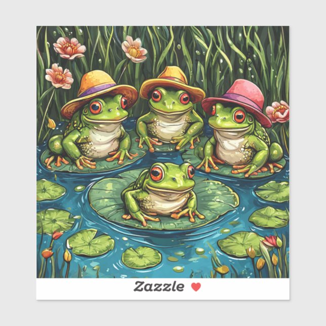 Cartoon Frosch Aufkleber (Blatt)
