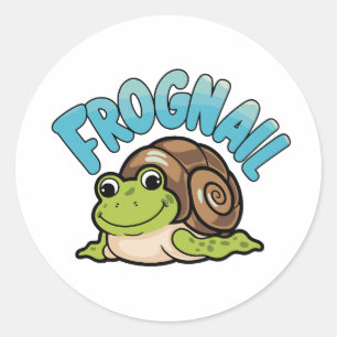 Cartoon Frosch mit Schneckengewächse - Muschel - F Runder Aufkleber