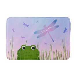 Cartoon Frosch pinkeln durch Grasdrachenfliegen Badematte