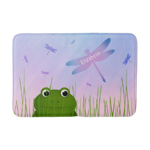 Cartoon Frosch pinkeln durch Grasdrachenfliegen Badematte