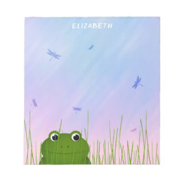 Cartoon-Frosch-Pinkeln durch Grasdrachenfliegen Notizblock