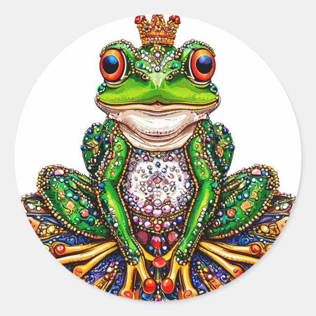 Cartoon Frosch Runder Aufkleber (Vorderseite)