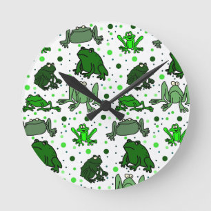 Cartoon-Frosch-Wanduhr Runde Wanduhr