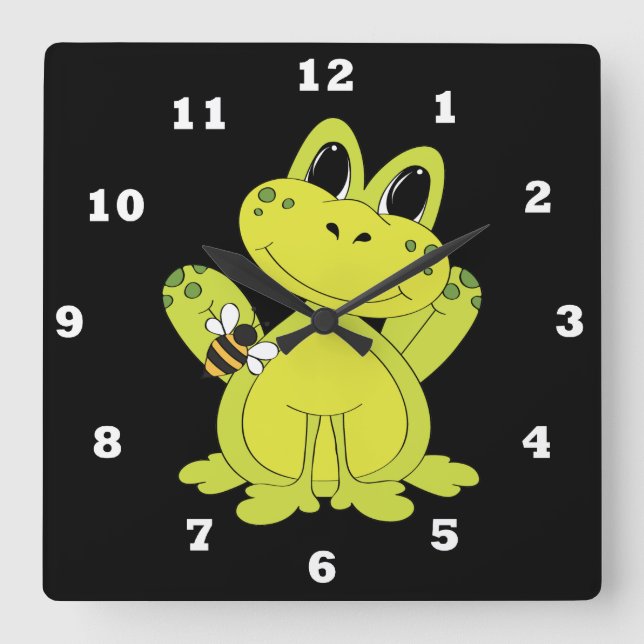 Cartoon Froschmuck Wanduhr (Vorderseite)