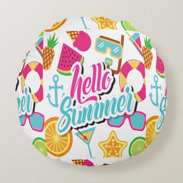 Cartoon Fruits Rundes Kissen (Vorderseite)