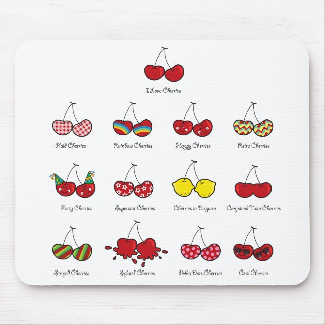 Cartoon Fun Comic Funny Cheeky Red Cherries Cherry Mousepad (Vorne)