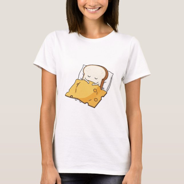 Cartoon "Funny Bread and Chese" | Niedlicher Feins T-Shirt (Vorderseite)