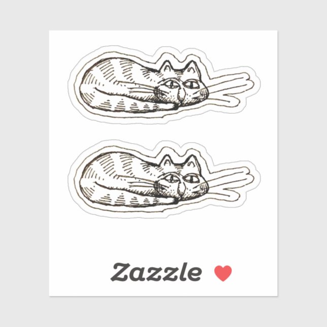 Cartoon Funny Cat Doodle Custom-cut Vinyl Stickers Aufkleber (Blatt)